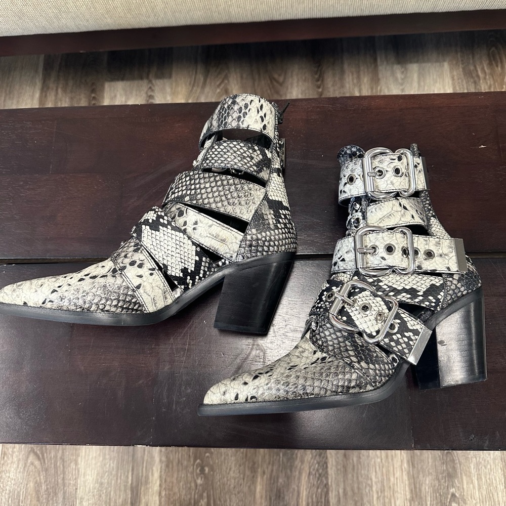 Jeffrey Campbell Pointed Python-Print Buckle Boot… - image 2